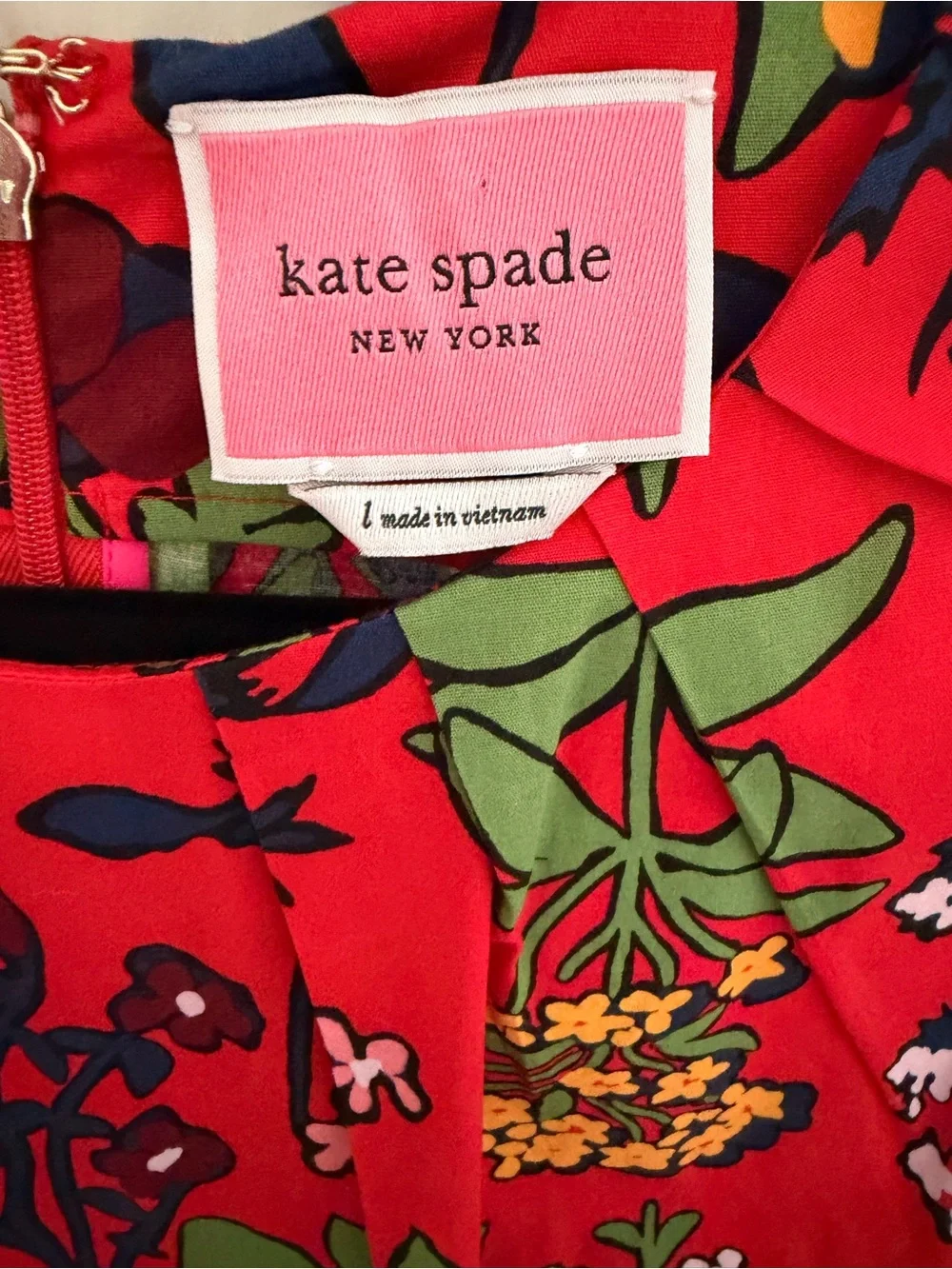kate spade women’s Red Floral Pleated Dress